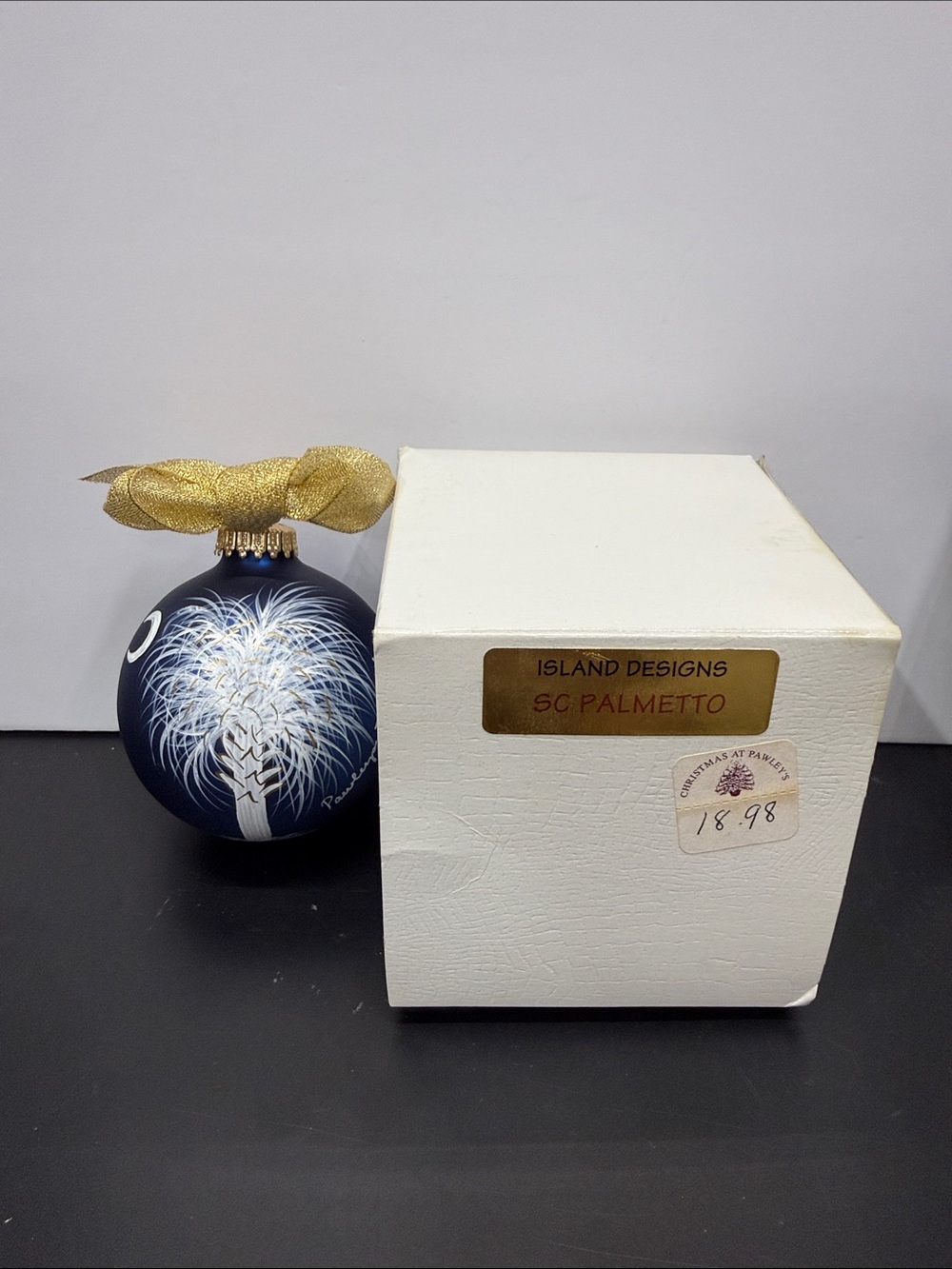 Vintage SC Palmetto Navy Glass Holiday Ornament